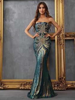 Style FSWD0328 Faeriesty Green Size 4 Military Fswd0328 Tall Height Jewelled Mermaid Dress on Queenly