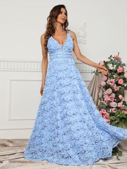 Style FSWD0842 Faeriesty Blue Size 16 Tulle Embroidery Fswd0842 Plus Size Straight Dress on Queenly