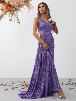 Style FSWD0863 Faeriesty Purple Size 16 Mini Floor Length Plus Size V Neck A-line Dress on Queenly