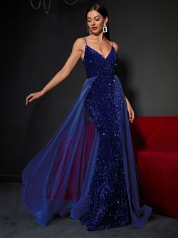 Style FSWD0399 Faeriesty Royal Blue Size 12 Polyester Jersey Fswd0399 Sequin Straight Dress on Queenly