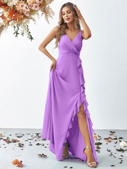Style FSWD8057 Faeriesty Purple Size 0 Tulle Floor Length Side slit Dress on Queenly