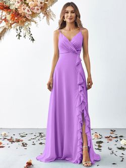 Style FSWD8057 Faeriesty Purple Size 0 Jersey Tall Height Floor Length Side slit Dress on Queenly