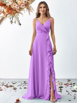 Style FSWD8057 Faeriesty Purple Size 4 Tulle Polyester Fswd8057 Floor Length Side slit Dress on Queenly