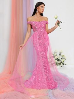 Style FSWD0478 Faeriesty Pink Size 0 Sequin Jersey Sheer Fswd0478 Mermaid Dress on Queenly