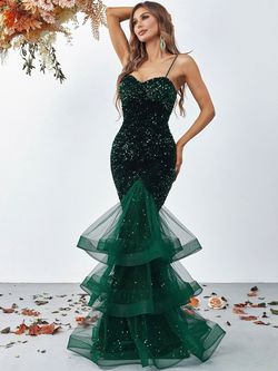 Style FSWD0174 Faeriesty Green Size 0 Sequin Backless Prom Military Mermaid Dress on Queenly