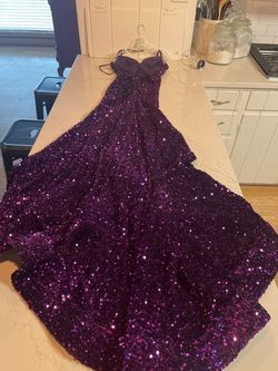 Sherri Hill Royal Purple Size 2 Sequined 50 Off Black Tie Backless Straight Dress on Queenly