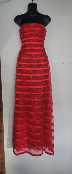 Jovani Red Size 4 Floor Length Black Tie A-line Dress on Queenly