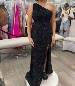 Sherri Hill Black Tie Size 10 Free Shipping Prom Floor Length Side slit Dress on Queenly