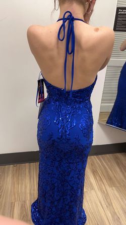 Blondie Nites Royal Blue Size 0 Backless Pattern Straight Dress on Queenly