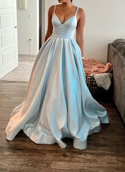 Sherri Hill Blue Size 4 Spaghetti Strap Prom Floor Length Pageant Ball gown on Queenly