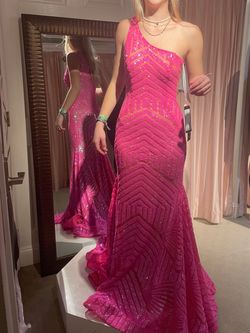 Jovani Hot Pink Size 4 Train Free Shipping Mermaid Dress on Queenly