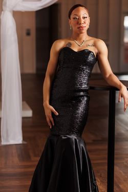 MYSTiiK Styles  Black Size 8 Floor Length Sequin Mermaid Dress on Queenly