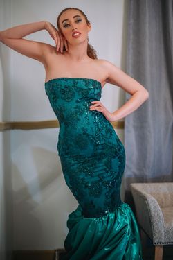 MYSTiiK Styles  Green Size 2 Satin Military Silk Mermaid Dress on Queenly