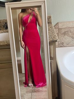 Jovani Pink Size 4 Appearance One Shoulder Barbiecore Asymmetrical Side slit Dress on Queenly