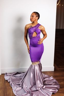 MYSTiiK Styles Purple Size 4 Satin Prom Military Silk Mermaid Dress on Queenly
