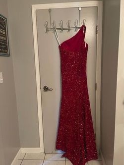 Sherril Hill Red Size 14 One Shoulder 50 Off Side slit Dress on Queenly