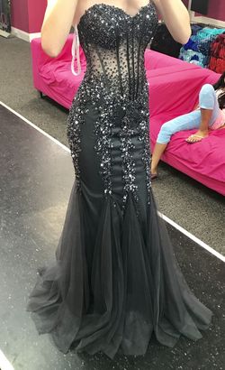 Jovani Gray Size 2 Pageant Military Floor Length Mermaid Dress on Queenly