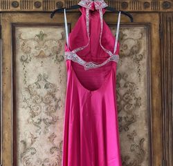 Sherri Hill Hot Pink Size 8 Black Tie Silk Straight Dress on Queenly