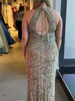 Sherri Hill Gold Size 14 Pageant Plus Size Straight Dress on Queenly