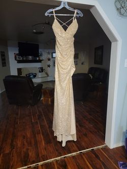 Gold Size 0 Side slit Dress on Queenly