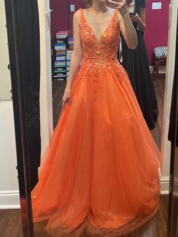 Orange Size 2 Ball gown on Queenly
