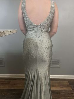 Johnathan Kayne Silver Size 12 Floor Length Prom Mermaid Dress on Queenly