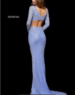 Sherri Hill Blue Size 6 Floor Length 50 Off Sleeves Long Sleeve Mermaid Dress on Queenly