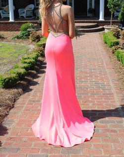 Johnathan Kayne Pink Size 4 Mermaid Floor Length Homecoming Sheer Jewelled Straight Dress on Queenly