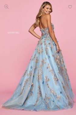 Sherri Hill Blue Size 2 Strapless Floor Length Pageant Ball gown on Queenly