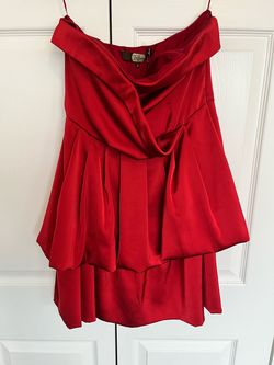 Eva Franco Red Size 6 Strapless Midi Cocktail Dress on Queenly