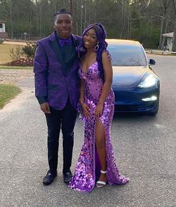 sophiathomasdesigns Purple Size 2 Black Tie Prom Straight Dress on Queenly