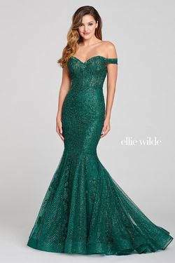Ellie Wilde Green Size 8 50 Off Floor Length Black Tie Mermaid Dress on Queenly