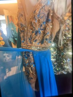 Penelope  Blue Size 2 Floor Length Jumpsuit Dress on Queenly