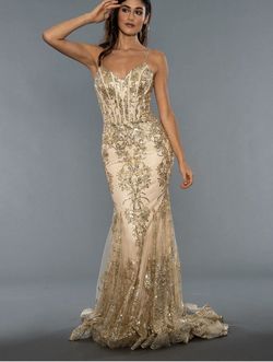 Stella Couture Gold Size 16 Prom Mermaid Dress on Queenly