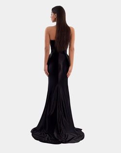 Style AD5103 Albina Dyla Black Size 12 Corset Floor Length Side slit Dress on Queenly
