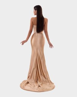Style AD5114 Albina Dyla Gold Size 12 Side slit Dress on Queenly
