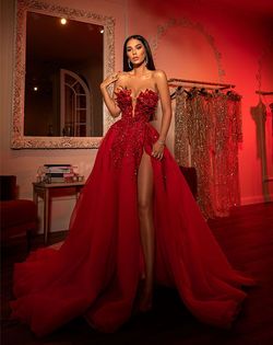 Style AD2231 Albina Dyla Red Size 0 Corset Embroidery Straight Dress on Queenly
