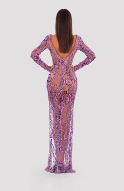 Style AD5032 Albina Dyla Purple Size 12 Jewelled Plus Size Pageant Straight Dress on Queenly