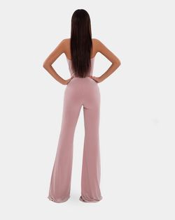 Style AD5120 Albina Dyla Pink Size 8 Flare Sequin Jewelled Jumpsuit Dress on Queenly