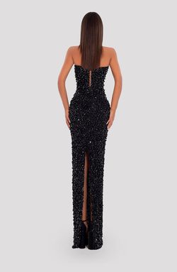 Style AD5042 Albina Dyla Black Tie Size 0 V Neck Floor Length Straight Dress on Queenly