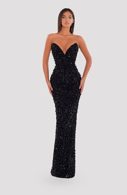 Style AD5042 Albina Dyla Black Tie Size 0 V Neck Floor Length Straight Dress on Queenly