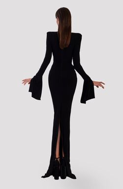 Style AD5003 Albina Dyla Black Size 12 Sleeves Long Sleeve Straight Dress on Queenly