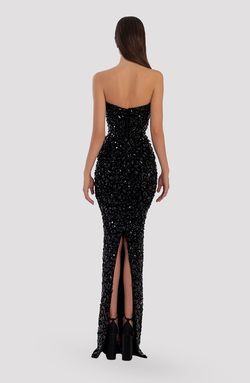 Style AD5005 Albina Dyla Black Tie Size 0 Corset Shiny Straight Dress on Queenly