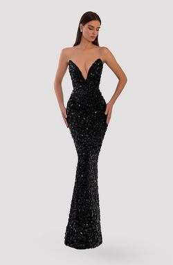 Style AD5005 Albina Dyla Black Size 0 Shiny Ad5005 Pageant Straight Dress on Queenly