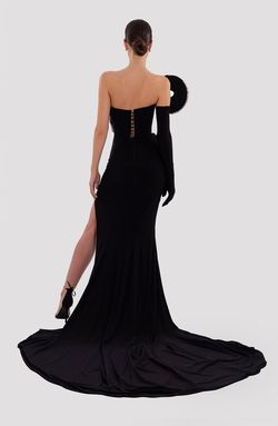 Style AD5022 Albina Dyla Silver Size 0 Black Tie Ad5022 Floor Length Tall Height Side slit Dress on Queenly