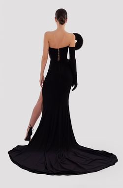 Style AD5022 Albina Dyla Silver Size 8 Ad5022 Black Tie Tall Height Side slit Dress on Queenly