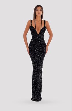 Style AD5036 Albina Dyla Black Tie Size 0 V Neck Corset Straight Dress on Queenly