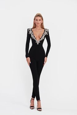Style AD2210 Albina Dyla Black Size 8 Ad2210 Tall Height Pageant Jumpsuit Dress on Queenly
