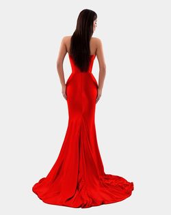 Style AD5104 Albina Dyla Red Size 0 Corset Sequin Floor Length Straight Dress on Queenly