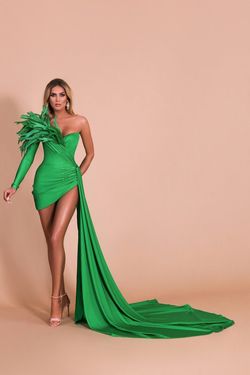 Style AD1998 Albina Dyla Green Size 8 Ad1998 Tall Height Sweetheart Side slit Dress on Queenly